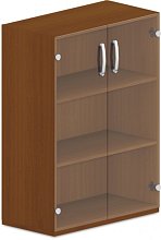 Skriňa policová, presklené dvierka 80x42x110cm - Biela