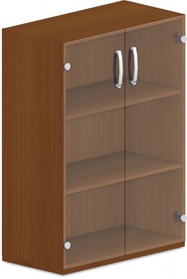 Skriňa policová, presklené dvierka 80x42x110cm - Biela