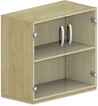 Skriňa policová, presklené dvierka 80x42x75cm - Biela