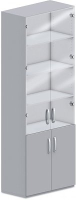 Skříň policová, prosklená dvířka 80x42x215,5cm - Wenge