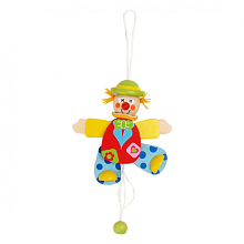 Dřevěná tahací hračka - Klaun zelený klobouk