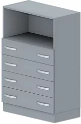 Skriňa policová, zásuvky / niky 80x42x117, 5cm - Sivá