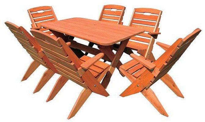 Záhradný set z masívneho smrekového dreva - Dub