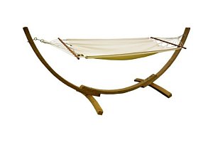 Elegantná hojdacia sieť z masívneho smrekového dreva 355x104x128cm - Červená