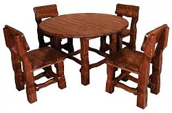 Záhradný set z masívneho jelšového dreva, lakovaný - teak