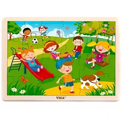 Dřevěné puzzle - Na hřišti - 24 dílků