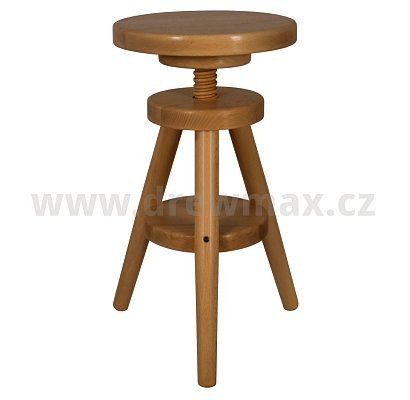 Dřevěný taburet s výškovým nastavením 30x30x60cm - Dub