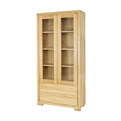 Presklená vitrína z masívneho prírodného dubu 95x40x195cm - Dub bielený