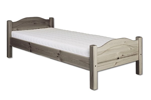 Posteľ z masívnej borovice, jednolôžko 90x200cm - sivá