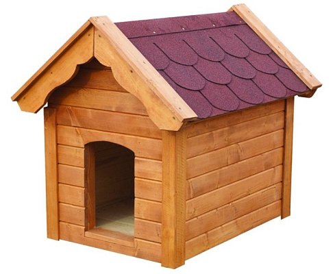 Psie búda z masívneho smrekového dreva 85x125x115cm - teak