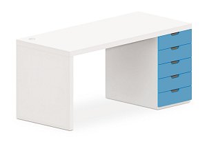 Stůl se zásuvkovým kontejnerem 160x70cm - Marmara blue