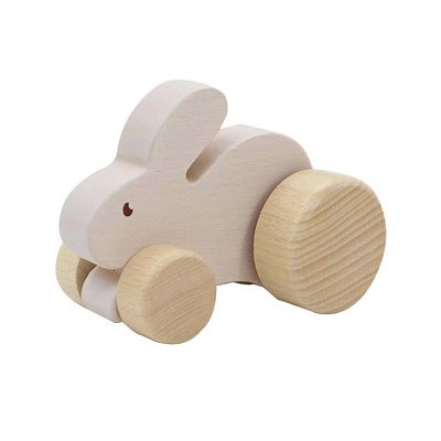 Dřevěný zajíček na kolečkách