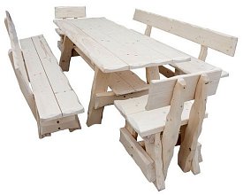 Zahradní set z masivního smrkového dřeva - Bělený lak