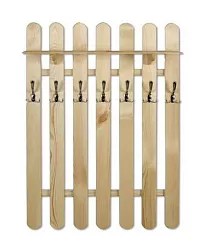 Vešiaková stena z masívnej borovice 81x22x102cm - Sivá