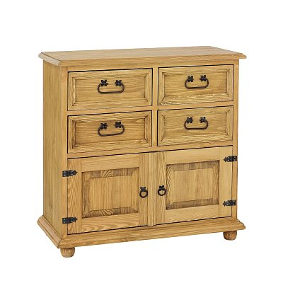 Komoda z masívnej borovice, svetlý včelí vosk - Rustikal