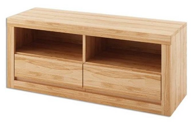 Televízny stolík z prírodného buku 120x41x50cm - Bielené