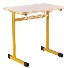 Školní stůl TITAN jednomístný s košíkem - v. 59 cm - Žlutá/Buk 13