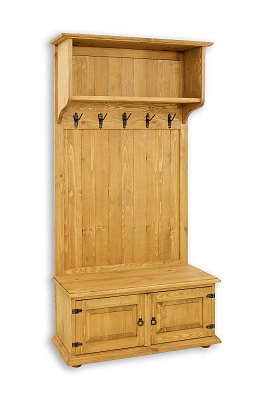 Předsíňová sestava z masivní borovice 100x195x40 cm - Rustikal - jasný vosk