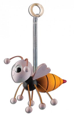 Figúrka včela na pružinke z masívnej borovice výška 13cm