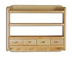 Police s vešiakmi 50x10x40cm - Borovica