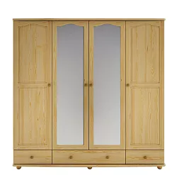 Skříň šatní dvéřová se zrcadlem z masivní borovice 200x57x210cm - Borovice