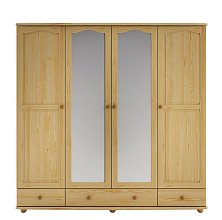 Šatníková skriňa dverová so zrkadlom z masívnej borovice 200x57x210cm - Borovica