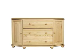 Komoda kombinovaná z masívnej borovice 140x47x78cm - sivá