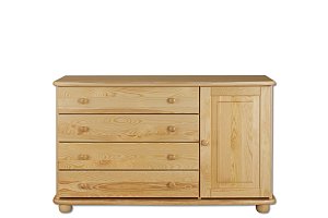 Komoda kombinovaná z masívnej borovice 125x42x76cm - Borovica