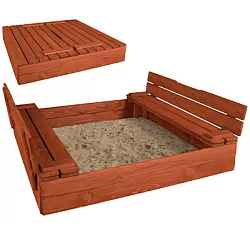 Pieskovisko z masívneho smrekového dreva 120x120x25cm - teak