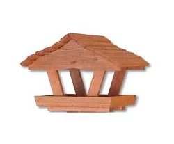 Vtáčie krmítko z masívneho smrekového dreva 40x40x32cm - teak