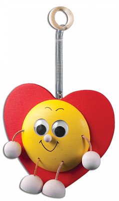 Figúrka srdiečko na pružinke z masívnej borovice výška 13cm