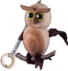 Figúrka sova na pružinke z masívnej borovice výška 13cm - borovice tmavá - hnedá