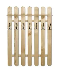 Vešiaková stena z masívnej borovice 81x22x102cm - Sivá