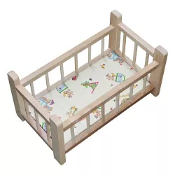 Drevená postieľka pre bábiku prírodnú (43 cm)