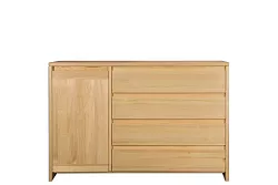 Komoda kombinovaná z masívnej borovice 133x40x85cm - sivá