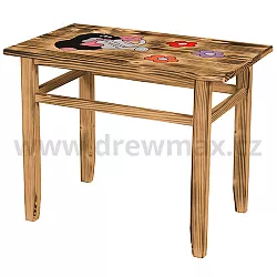 Jídelní stolek Krteček z masivního smrku -63x35x48cm