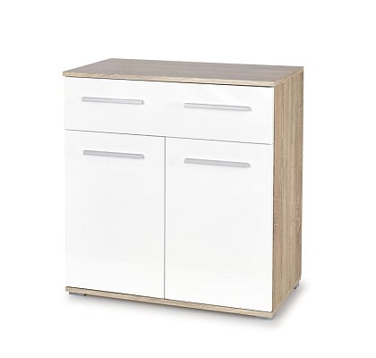 Komoda 77x40x82cm - Biela/dub sonoma