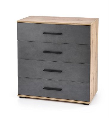 Komoda 77x40x82cm - Sivá/dub rustikál (votán)