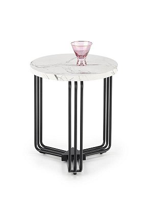 Konferenčný stolík 40x45cm - Biely mramor/čierna