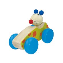 Drevené závodné autíčko s myškou
