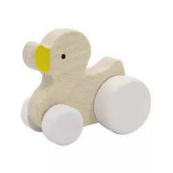 Dřevěná kačenka na kolečkách