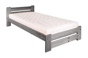 Postel z masivní borovice, jednolůžko 90x200cm - Šedá