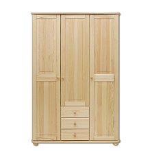Skriňa trojdverová z masívnej borovice so zásuvkami 125x60x190cm - Borovica
