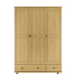 Skříň třídvéřová z masivní borovice 131x57x190cm - Šedá