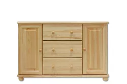 Komoda kombinovaná z masívnej borovice 118x47x78cm - sivá