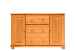 Komoda kombinovaná z masivní borovice 118x47x78cm - Šedá