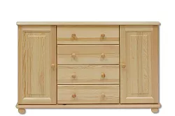 Komoda kombinovaná z masívnej borovice 118x47x78cm - sivá