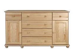 Komoda kombinovaná z masívnej borovice 150x47x90cm - sivá