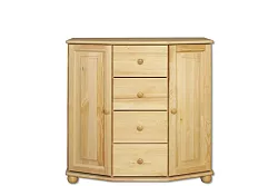 Komoda kombinovaná z masívnej borovice 100x47x100cm - sivá