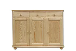 Komoda kombinovaná z masívnej borovice 125x42x92cm - sivá